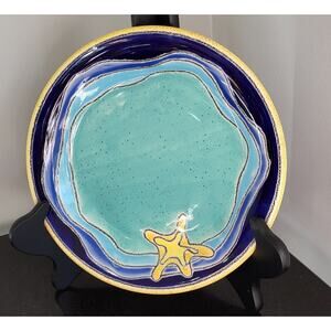 Vintage Artesa Hand Painted Glazed Ceramic Plates 7 1/2" Made In Ecuador